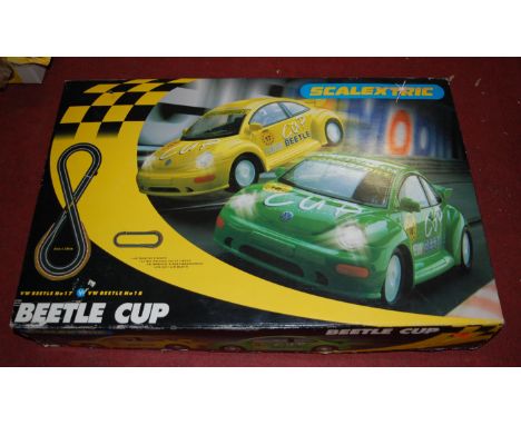 A Scalextric Beetle cup boxed slop car set