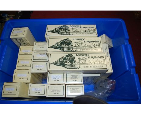 A large qty of Marx modern release rolling stock and wagons to inc. Marathon 6" tank car