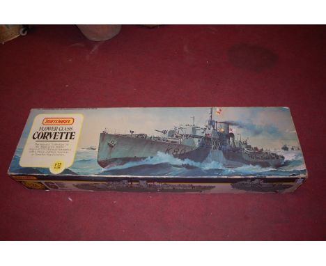 A Matchbox 1/72 scale plastic kit for a flower class Corvette PK901   Condition Report / Extra Information  Some parts away f