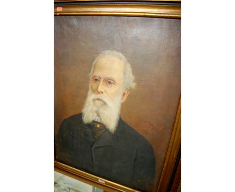J. Bap**** - Half-length portrait of a bearded gentleman wearing spectacles, oil on canvas (re-lined), signed and dated upper