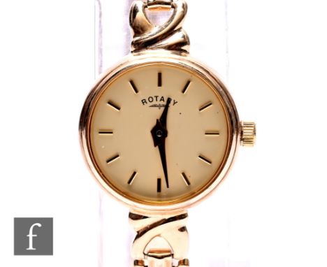 A lady's 9ct Rotary quartz wrist watch, gilt batons to a circular dial, all to a 9ct bracelet, total weight 12g.