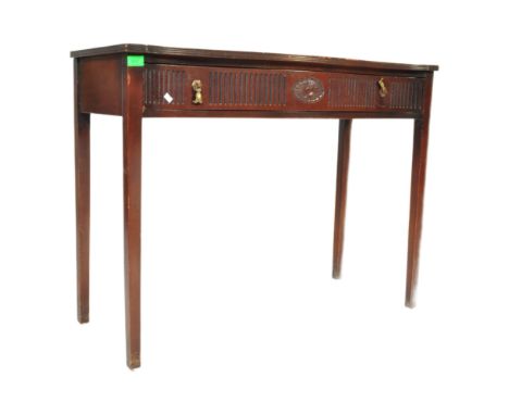 19th century Victorian mahogany Chinese Chippendale revival writing table desk. Raised on squared tapering legs with a serpen