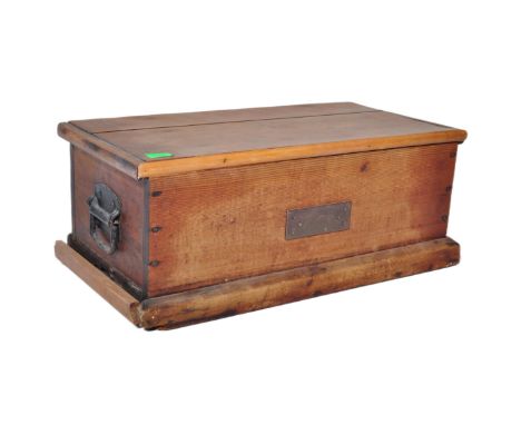 An early 20th century Indian brass bound camphorwood trunk, with folding carrying handles to the sides.&nbsp;Measures approx;