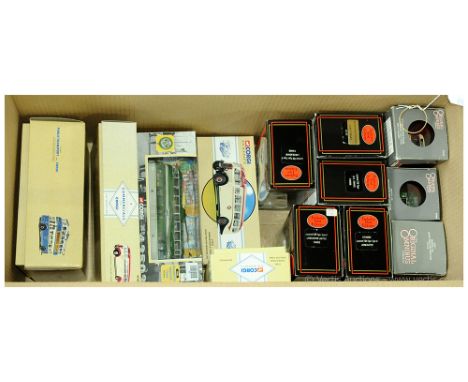 Corgi &amp; EFE a boxed Bus group to include 43503 Blackpool Balloon Tram 'Prewar', 97871 Karrier W Utility Trolleybus 'Bradf