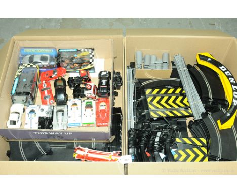 Scalextric Cars + Qty Of Recent Track. To Include 2x Racing Trucks, Porsche 956, Ford GT40, Mg Lola Knighthawk Plus Others - 