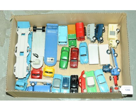 Corgi Toys Group Of Unboxed Repainted Cars &amp; Commercials. To Include Morris Cowley, Rover 90, Bedford + Carriemore Low Lo