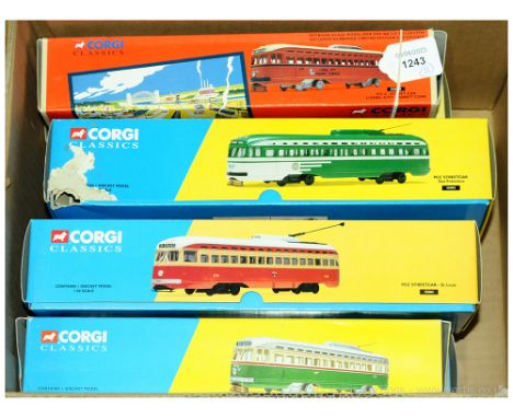Corgi Classics Group Of American Street Cars. To Include 55008 PCC Boston, 55001 PCC Philadelphia, 55004 PCC Lionel City Tran