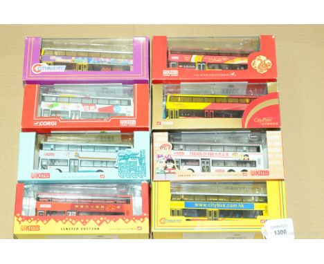 Corgi Group Of Hong Kong Buses. To Include 44507 Dennis Trident - Citybus, 44512 Duple Metsec Trident - 2000, 43222 Volvo Oly