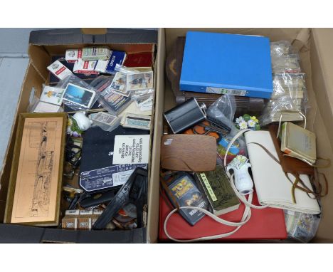 Two boxes of assorted items including beer mats, clock, china, etc. **PLEASE NOTE THIS LOT IS NOT ELIGIBLE FOR POSTING AND PA