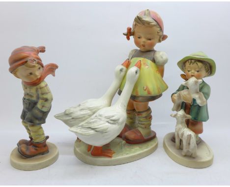 Three Hummel figures, one a/f 