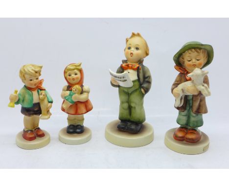 Four Hummel figures including Soloist, one a/f 