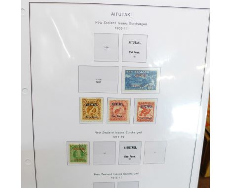 Aitutaki stamp collection; 1903 to 1986 in Britannia album and slip case, all in plastic leaves, nearly all unmounted mint in