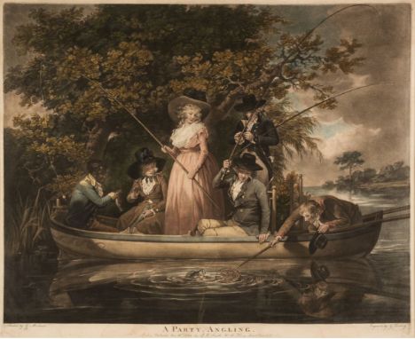 * Morland, (George). A Party Angling &amp; The Anglers Repast, J. R. Smith November 28th, 1789, a pair of hand-coloured mezzo
