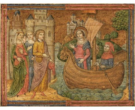 * Illuminated Leaf. Leaf fragment from a medieval antiphonal, with a miniature attributed to the 'Spanish Forger', c. 15th ce
