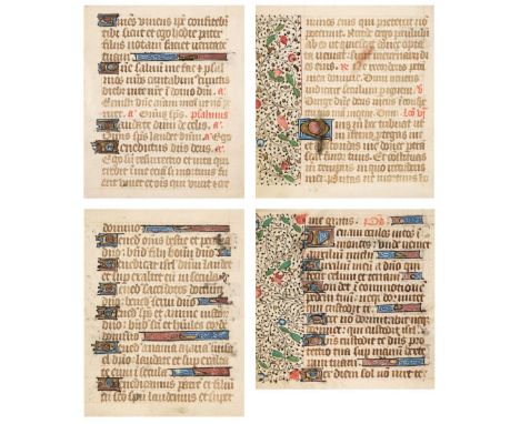 * Illuminated leaves. Four illuminated manuscript leaves from a Book of Hours, probably Northern France, circa 1450, vellum l