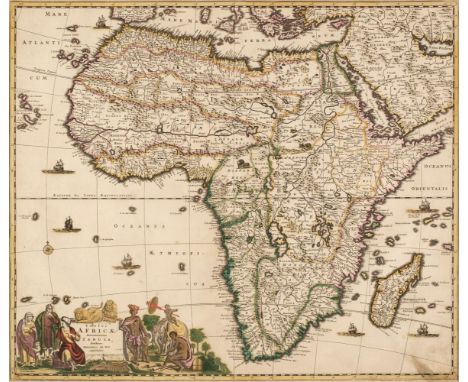 * Africa. De Wit (Frederick), Totius Africae Accuratissima Tabula..., Amsterdam, circa 1680, engraved map with contemporary o