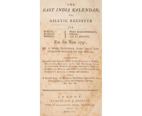 East India Company. The East India Kalendar; or, Asiatic Register for Bengal, Madras, Bombay, Fort Marlborough, China, and St