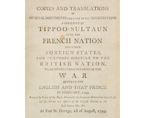 East India Company. Copies and Extracts of Advises to and from India, relative to the cause, progress, and successful termina