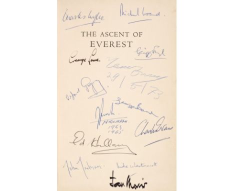 Hunt (John). The Ascent of Everest, 1st edition, London: Hodder & Stoughton, 1953, signed by 14 expedition members (13 to hal
