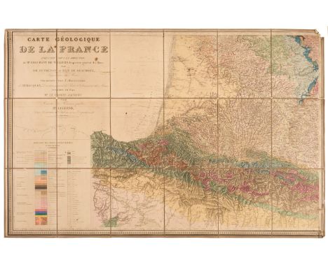 France. Dufrenoy (Pierre Armand &amp; Elie de Beaumont, Leonce). Carte Géologique de France, Exécutée sous la Direction de Mr