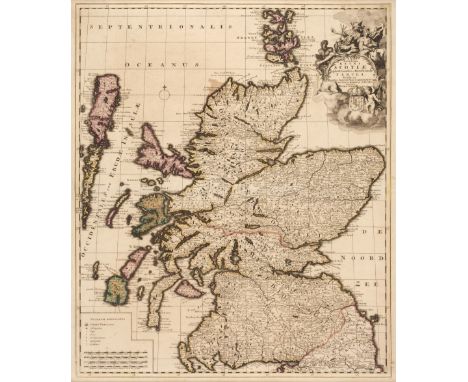 * Scotland. Schenk (Pieter), Novissima Regni Scotiae Septentrionalis et Meridionalis Tabula..., 1708, engraved reticulated ma