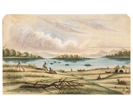* Minnesota. Foster (R), Sandy Lake, Minnesota, June 1858, watercolour on card, showing a North American Indian settlement, t