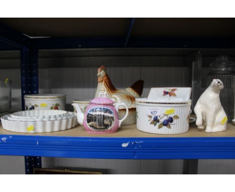 A quantity of Royal Worcester "Evesham" patterned dinnerware and egg tureen; polar bear ornament etc