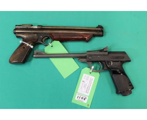 A Walther L.P. Mod 53 .177 cal air pistol (front sight missing) with a Crosman Model 1300 .22 cal air pistol (as found), as a