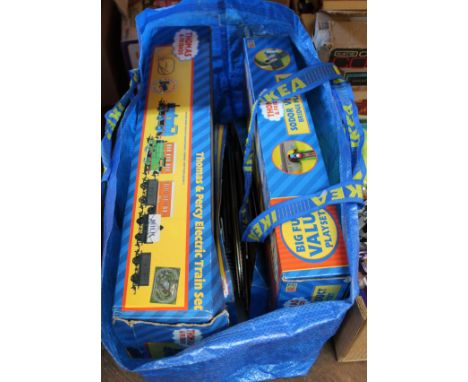Thomas the Tank Engine and Percy electric train set including an extra set, Sodar viaduct bridge play set and additional trac