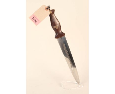 A Third Reich era S.S. dagger blade by Herder Solingen with S.A. grip and top nut