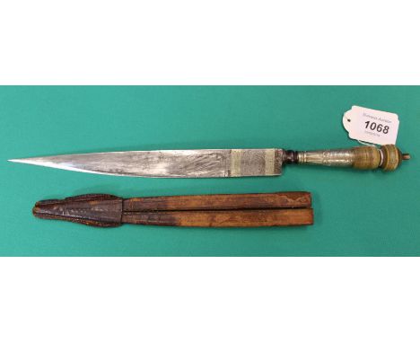 A 19th Century Kard dagger with leather sheath