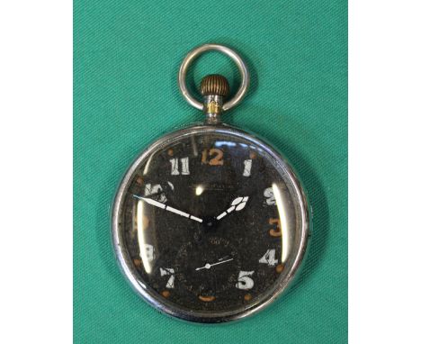 A gents Jaeger LeCoultre military pocket watch, back marked ↑GSTP 241302