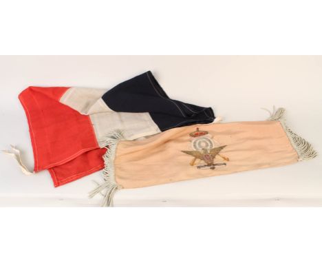 An Italian embroided (shooting?) sash with a red, white and blue small flag/pennant
