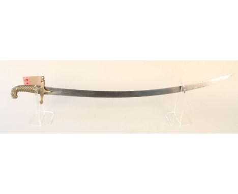 A British bandmans sword with lion head pommel, chain missing from pommel to quillon, c1810 (no scabbard)