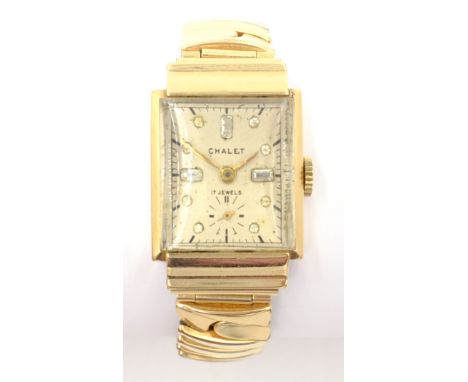 Chalet gold wristwatch, stamped 14Karat Gold, on expanding bracelet Condition Report Click here for further images, condition