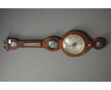 19th century mahogany five dial wheel barometer, swan neck pediment, H95cm Condition Report Click here for further images, co