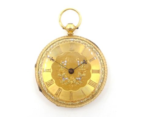 18ct gold pocket watch, case by Joseph & John Hargeaves, Chester 1862  Condition Report Approx 48.7gm, case diameter 4cm (exc