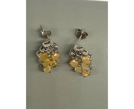 A silver opal earrings,