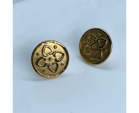 A pair of 9ct yellow gold celtic design earrings,1.8 grams in weight approx,one butterfly is missing,in nice condition