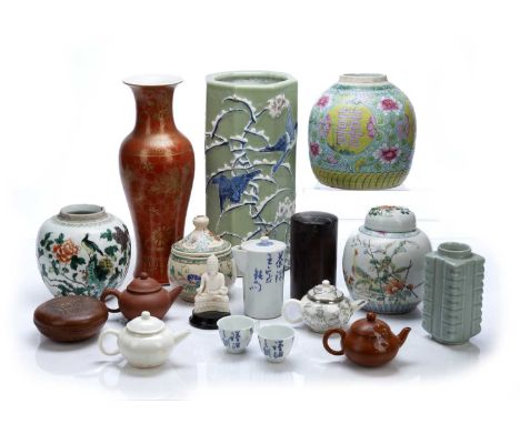 Group of piecesChinese and Japaneseto include two Yixing miniature teapots, two dehua miniature teapots, two jars, a Japanese