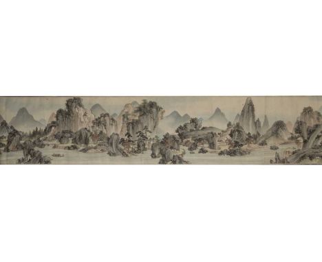 18th Century Chinese School'Nine bends of the river at Wuyishan Fujian Province' watercolour and ink on paper, mounted as a s