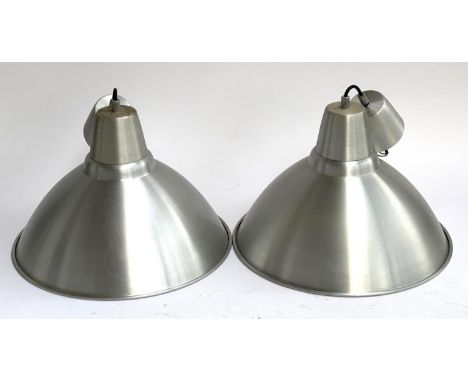 A pair of spun aluminium industrial style light shades, approx. 39cmD 