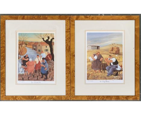 A set of two Margaret Loxton (b.1938) limited edition prints, 'Scenes of a row of France', each signed with COA to reverse, 3