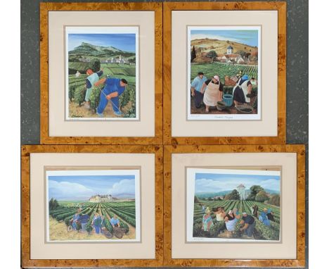A set of four Margaret Loxton (b.1938) limited edition prints, 'Burgundy Vineyards', each signed with COA to reverse, 31x25cm