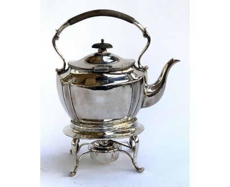 A silver plated teapot on stand, with burner, by Wilson &amp; Sharp, Edinburgh, 28cmH 