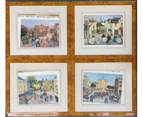 A set of four Margaret Loxton (b.1938) limited edition prints, 'Burgundy Villages', each signed with COA to reverse, 24x31cm 