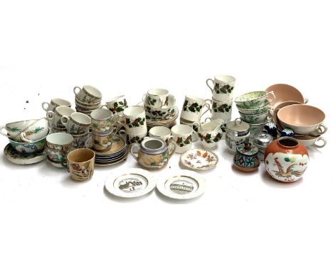 A mixed lot of mostly teawares, to include Poole twin handled bowls; Royal Copenhagen Sovaernet Julen 1981 and 1982 ashtrays;