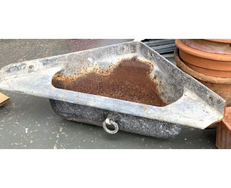 A galvanised corner water trough, approx. 92cmW 