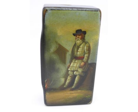 A 19th Century papier mache hand painted snuff box