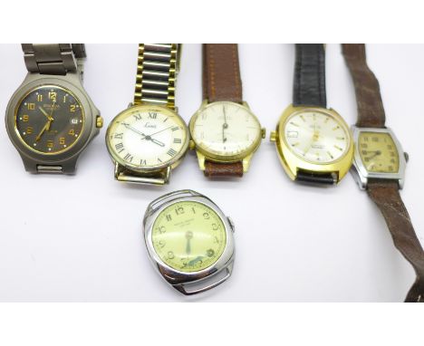 Six wristwatches including Montine, Ancre and a titanium Sekonda